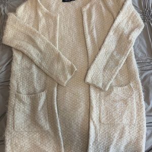 Boutique cream fur cardigan